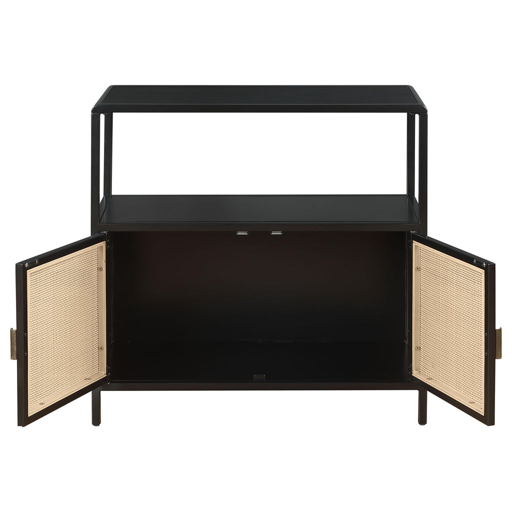 Coaster Home Furnishings Amherst 2-Door Radio Weave Cane Metal Accent Cabinet Black