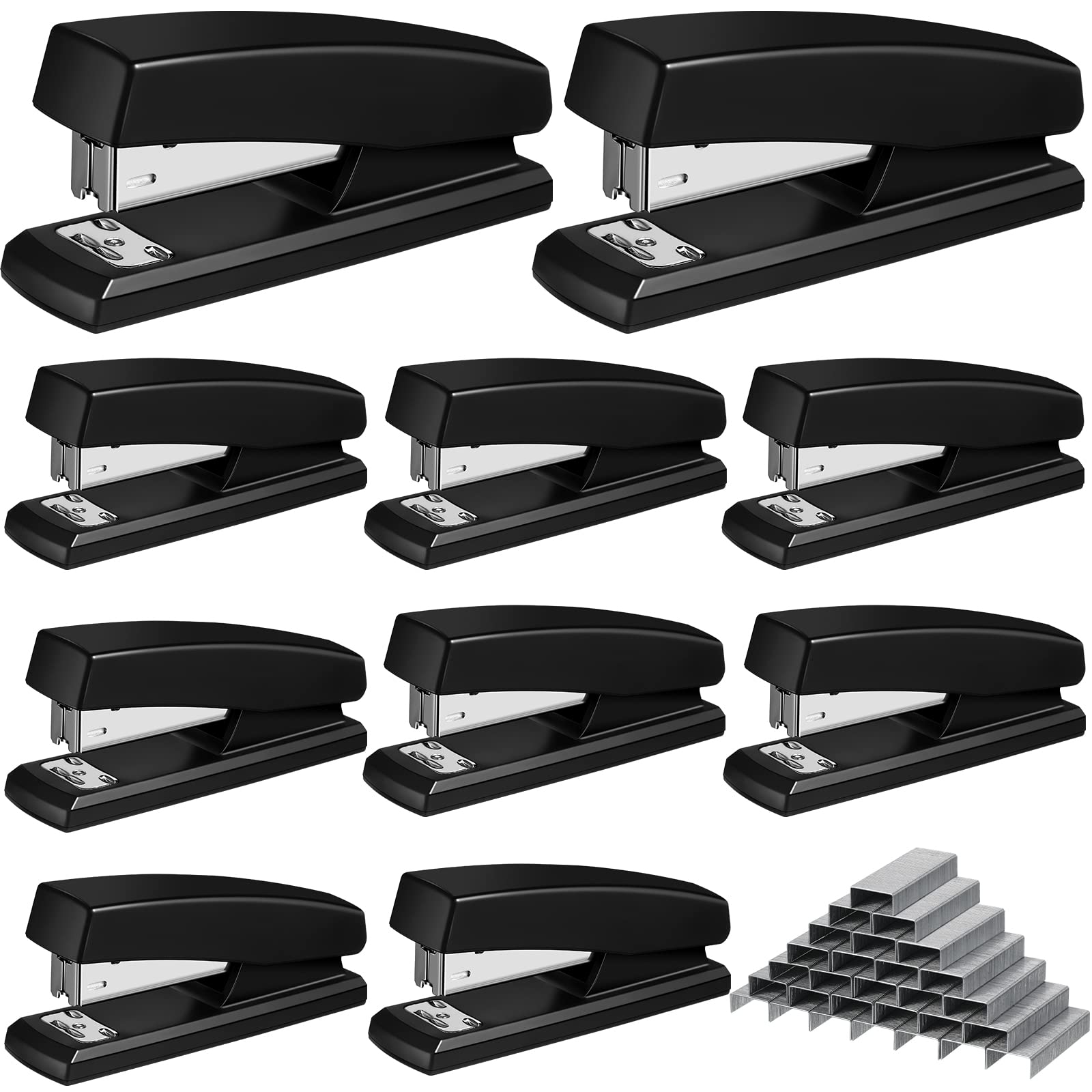 10 Pieces Stapler For Desk Staplers Bulk With 6000 Staples Office Stapler 25 Sheet Capacity Staplers Pack For School Office (Bla