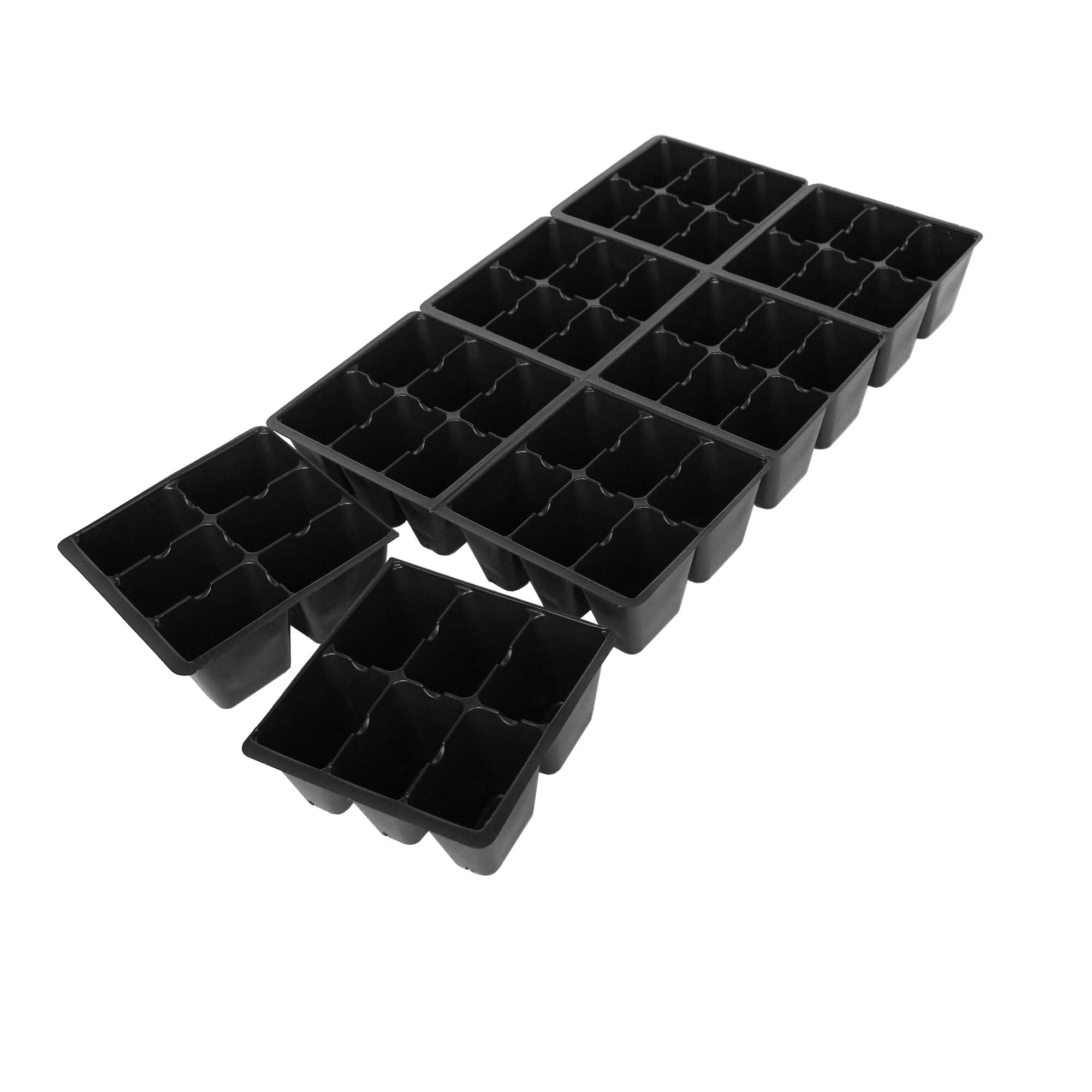 Handy Pantry Black Plastic Garden Tray Inserts - 20 Sheet Of 48 Planting Pot Cells Each - 2X3 Nested X8 Configuration - Perforat