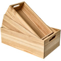 MACVAD Set of 3 Wooden Boxes for Storage - Small Wooden Crates for Display and Organizing, Farmhouse Style Wooden Storage Boxes 