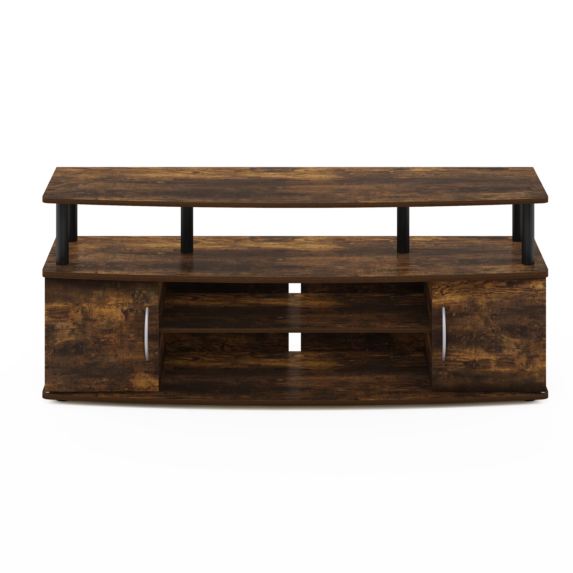 Furinno Jaya Entertainment Center Stand Unit/TV Desk for up to 55 inch, Amber Pine/Black