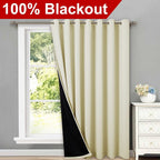 Nicetown Thermal Insulated 100% Blackout Curtains, Noise Reducing Performance Slider Curtain Panel With Black Lining, Full Light