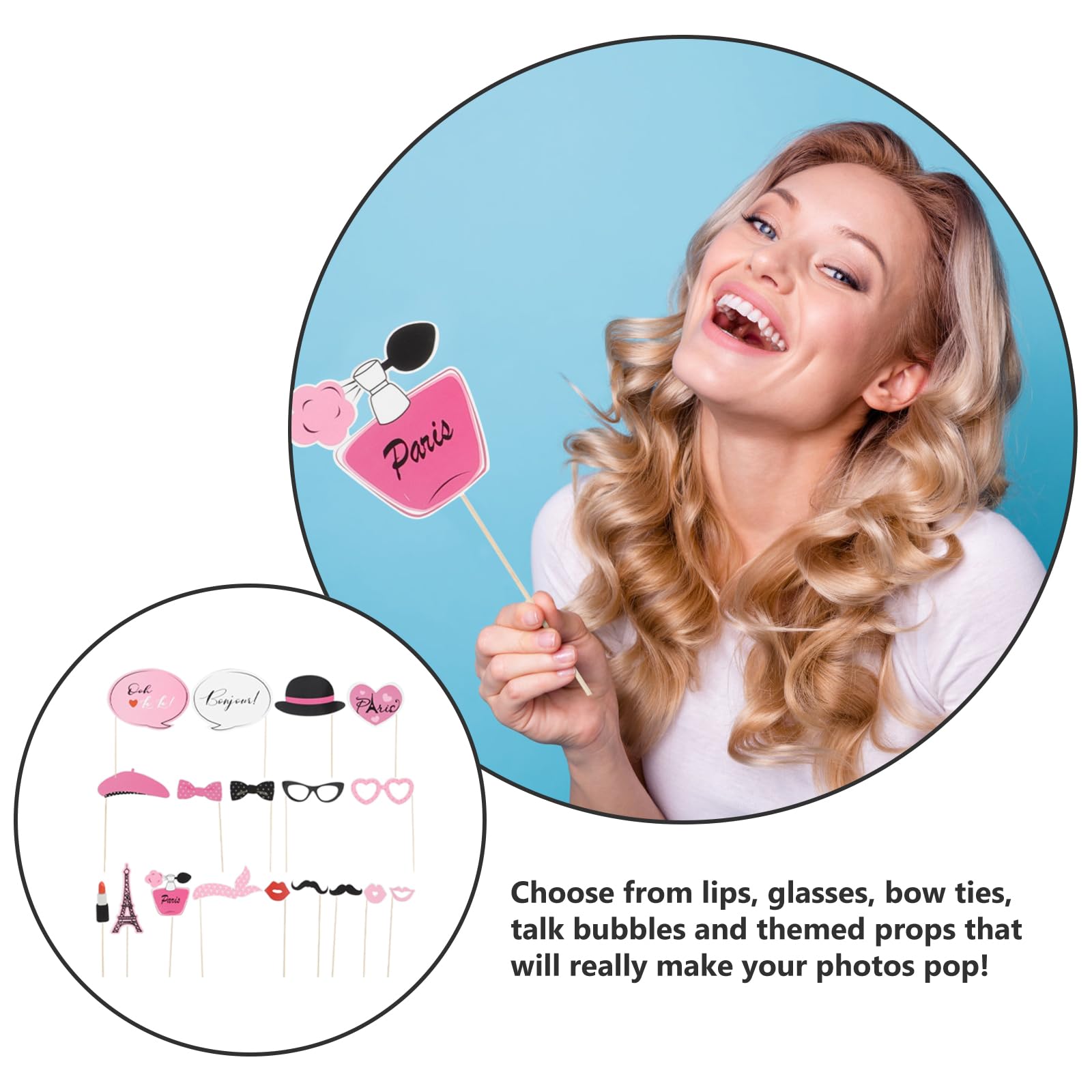 Paris Photo Props Paris Party Photo Booth Props Kit Paris Themed Decoration French Photo Booth Props, Eiffel Tower, Oh La La Par