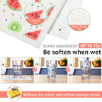 Mixed Fruit Swedish Kitchen Dishcloths Reusable Dish Towels Absorbent And Fast Dry Cleaning Cloths For Kitchen Blueberry Cherry