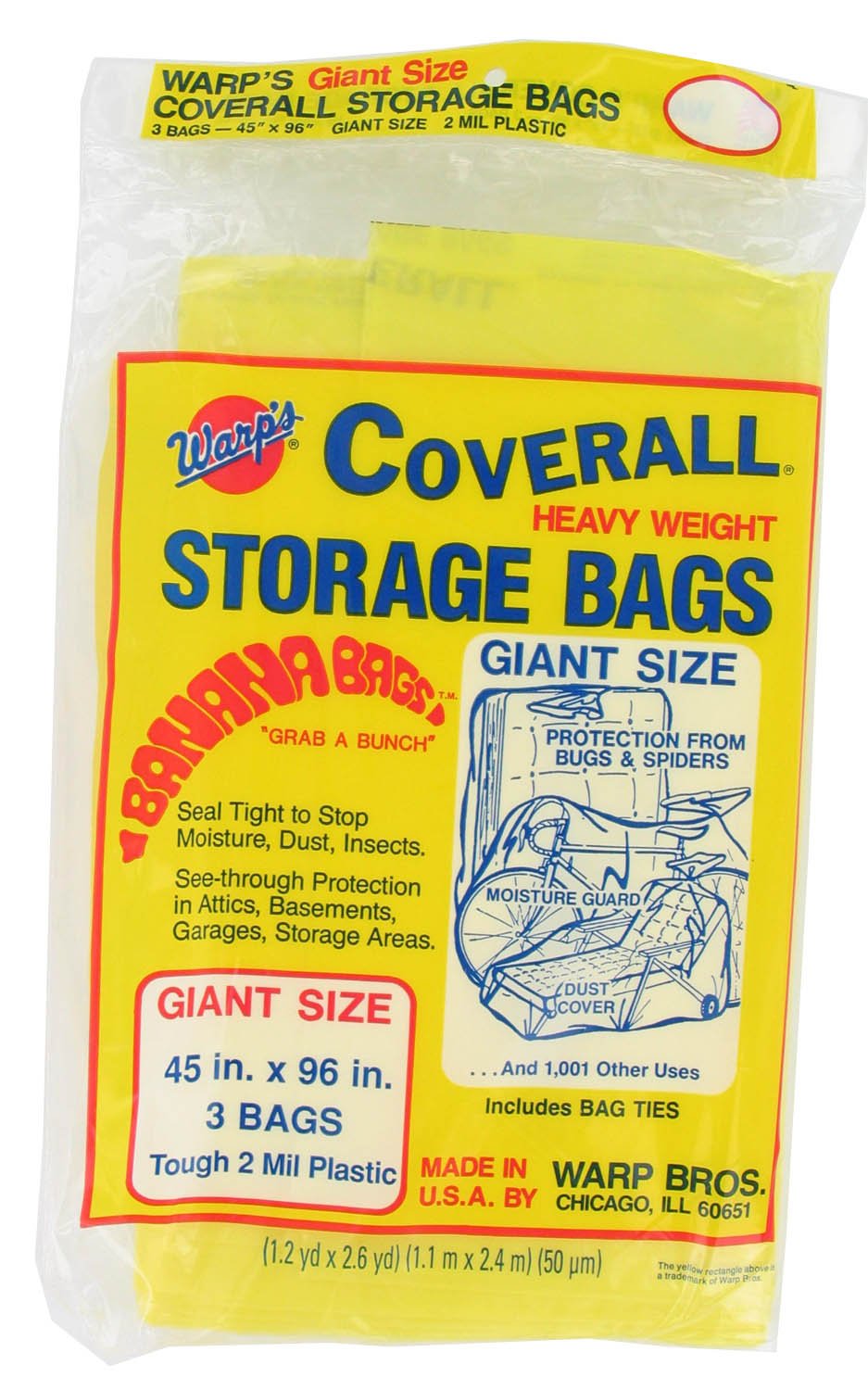 Warp Brothers CB-45 Storage Bag, 45 x 96, Yellow, 3 Piece