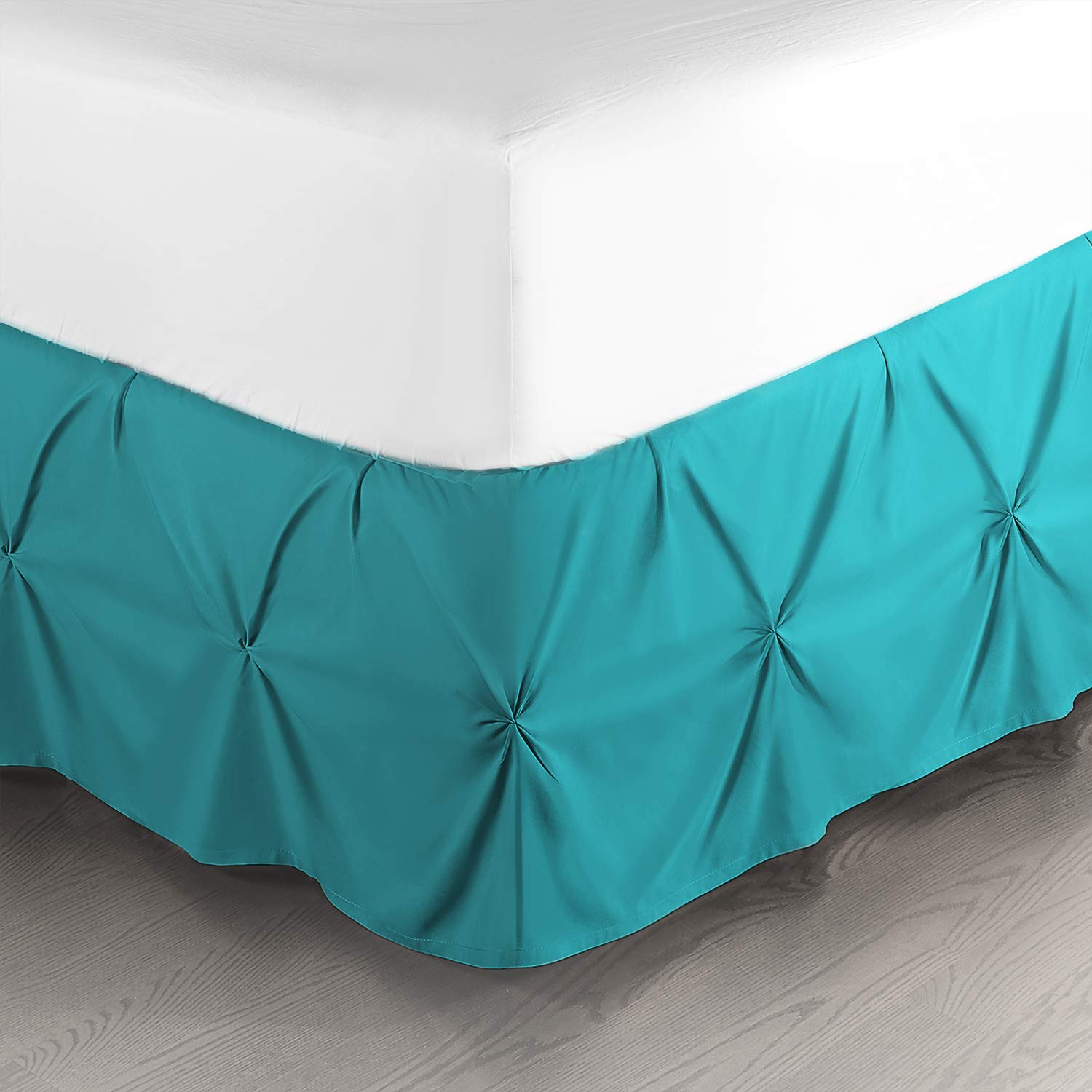 Nestl Teal Bed Skirt Cal King Size, Pinch Pleat Cal King Bed Skirt, 14 ' Inch Drop Cal King Bedskirt, Hotel Quality Teal Bed Sk