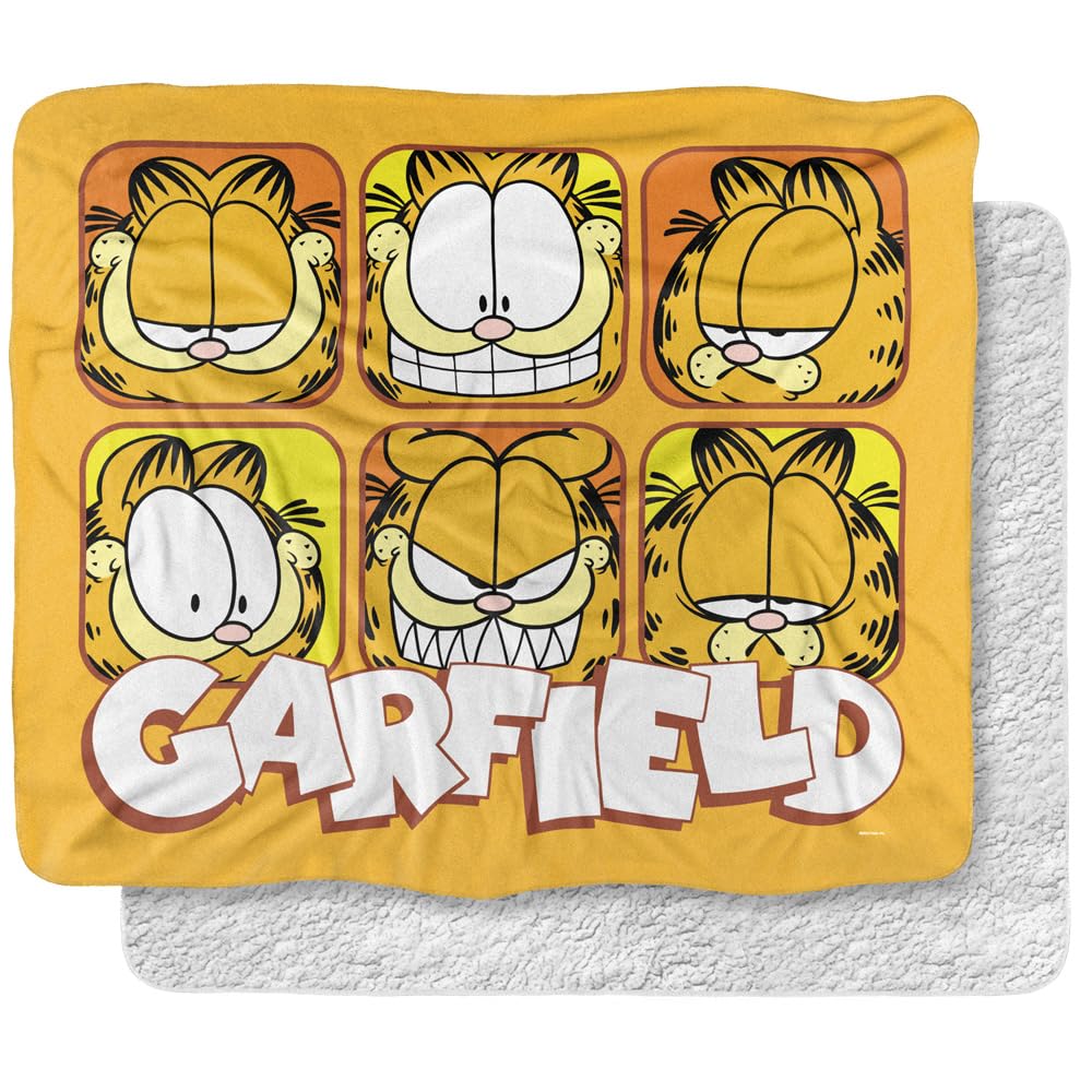 Garfield Blanket, 50'X60', Faces Silky Touch Sherpa Back Super Soft Throw Blanket