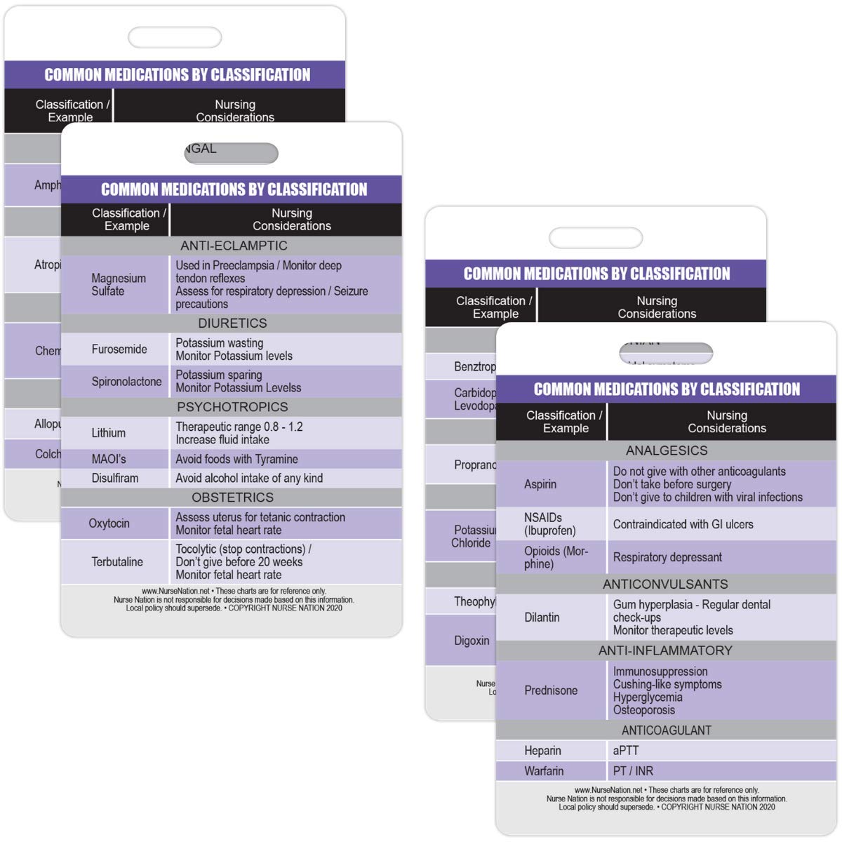 Common Medications By Classification Reference Vertical Badge Cards - Excellent Resource For Nurses, Nursing Clinicals, And Rn S