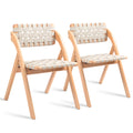 HOMEFUN Folding Dining Chairs Set of 2, Wooden Foldable Chair with Leather-Woven Backrest and Widened Seat Extra for Guests Kitc