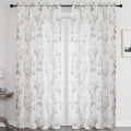 SMILE WEAVER White Floral Semi Sheer Curtains 72 Inch Rod Pocket 2 Panels