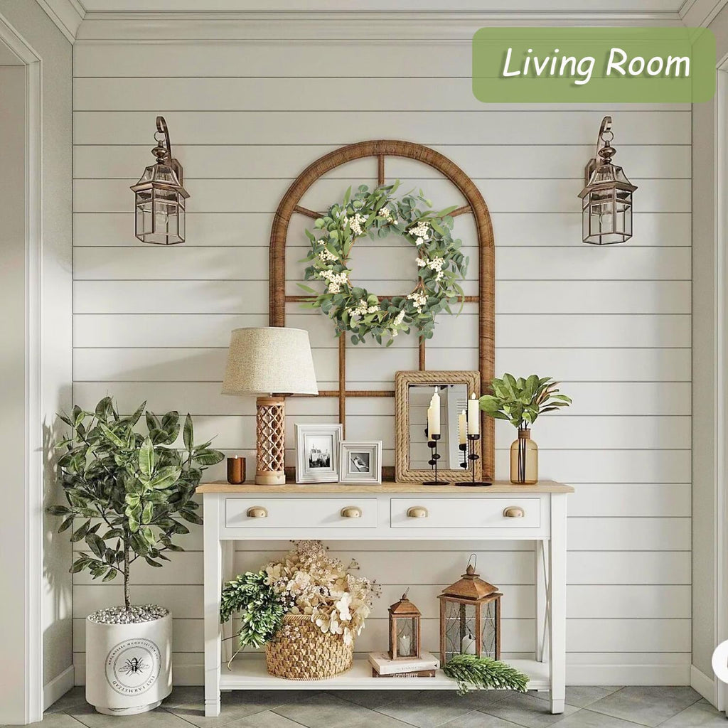 Artificial Eucalyptus Wreath For Front Door|20'' Green Leaf Wreath For Window Home Porch Farmhouse Patio And Garden Indoor Outdo
