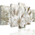 LUDUHU Golden Orchid Flowers Canvas Print - Abstract Floral Wall Art Painting Decor for Home Decoration Artwork Picture Bedroom 