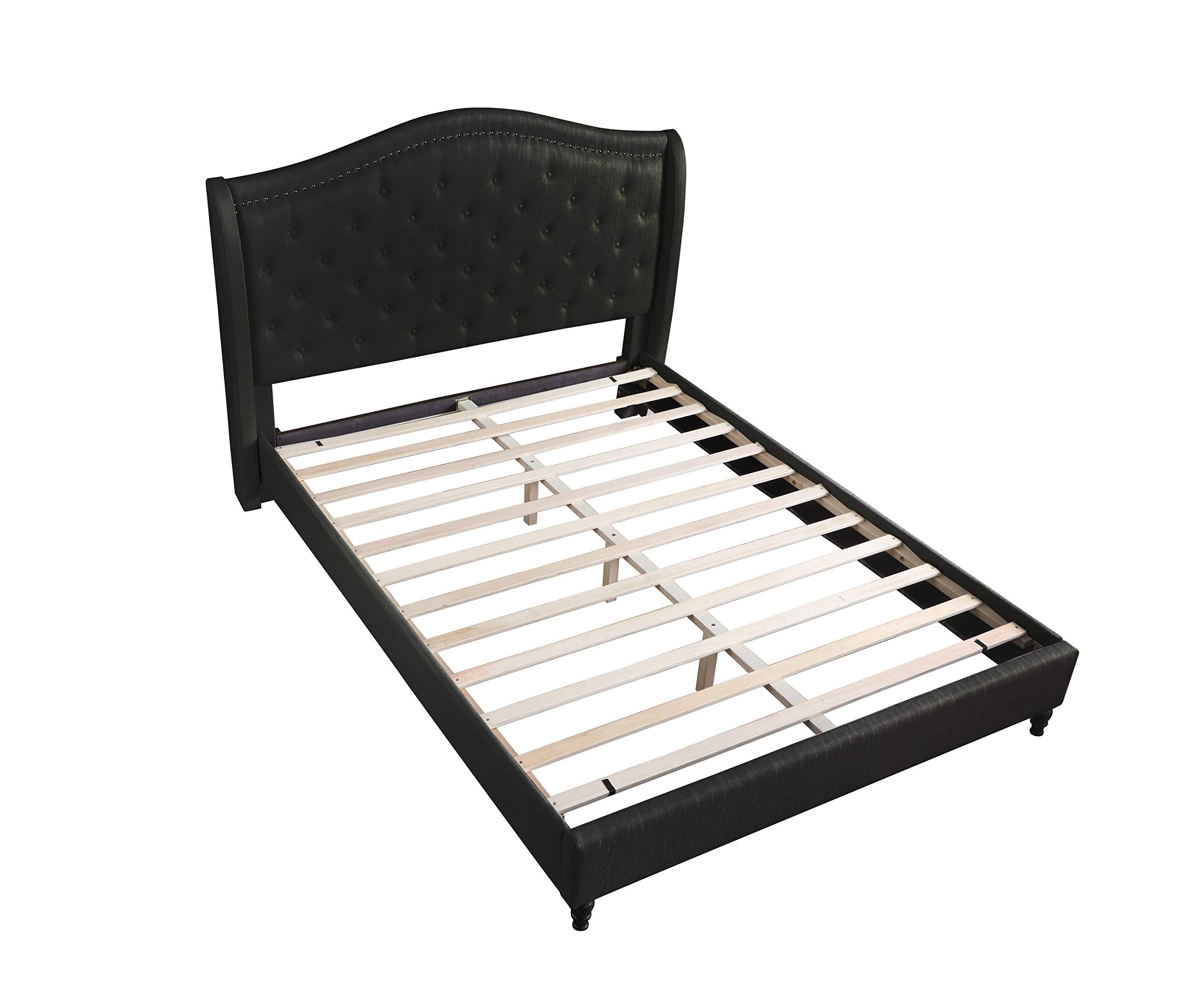 Best Master Furniture Sophie Upholstered Tufted Platform Bed, Black King