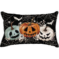 Baccessor Halloween Pillow Cover 12x20 Inch, Black Pumpkins Bats Spider Web Lumbar Pillow Case Halloween Decor for Cushion Sofa 