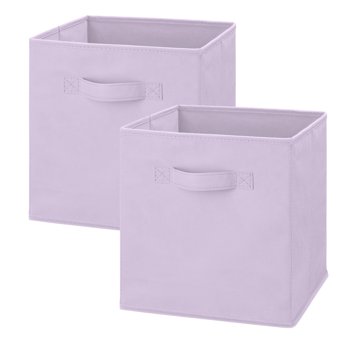 Whitmor Fabric Storage Cubes 2 Pack, Light Lavender Closet Organizer Bins with Handles, 10.5 x 10.5 x 11 Inch NonWoven Storage 