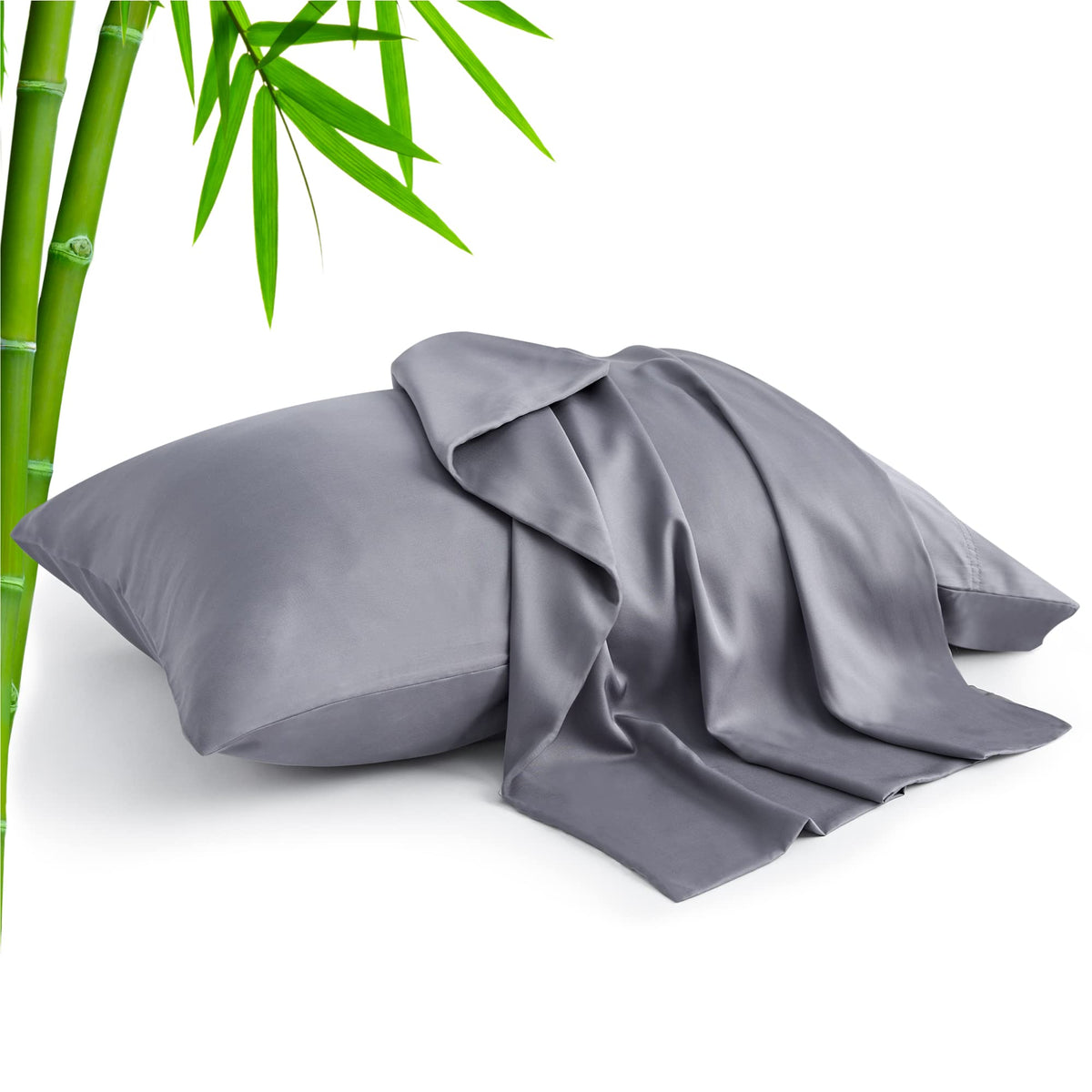 Bedelite Cooling Pillow Cases For Hot Sleepers & Night Sweats, Rayon Derived From Bamboo, Grey Pillow Cases Queen Size Of 2, Bre