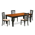 East West Furniture LGNI5-BCH-C 5 Piece Dining Table Set for 4 Includes a Rectangle Kitchen Table with Butterfly Leaf and 4 Linen Fabric Kitchen Dining Chairs, 42x84 Inch, Black & Cherry