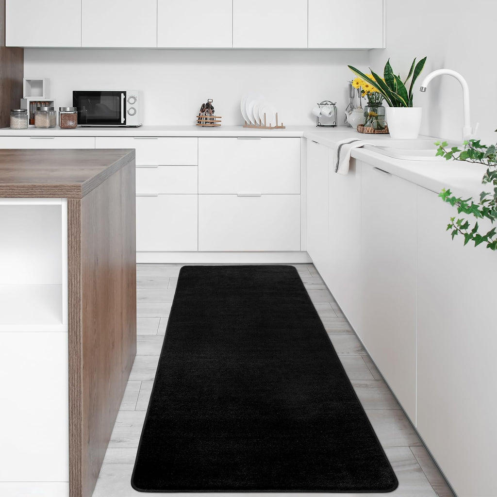 Softlife Washable Runner Rug For Bedroom Living Room Rug, 2X6 Black Soft Fluffy Hallway Runner Rug, Non-Slip Indoor Carpet For K