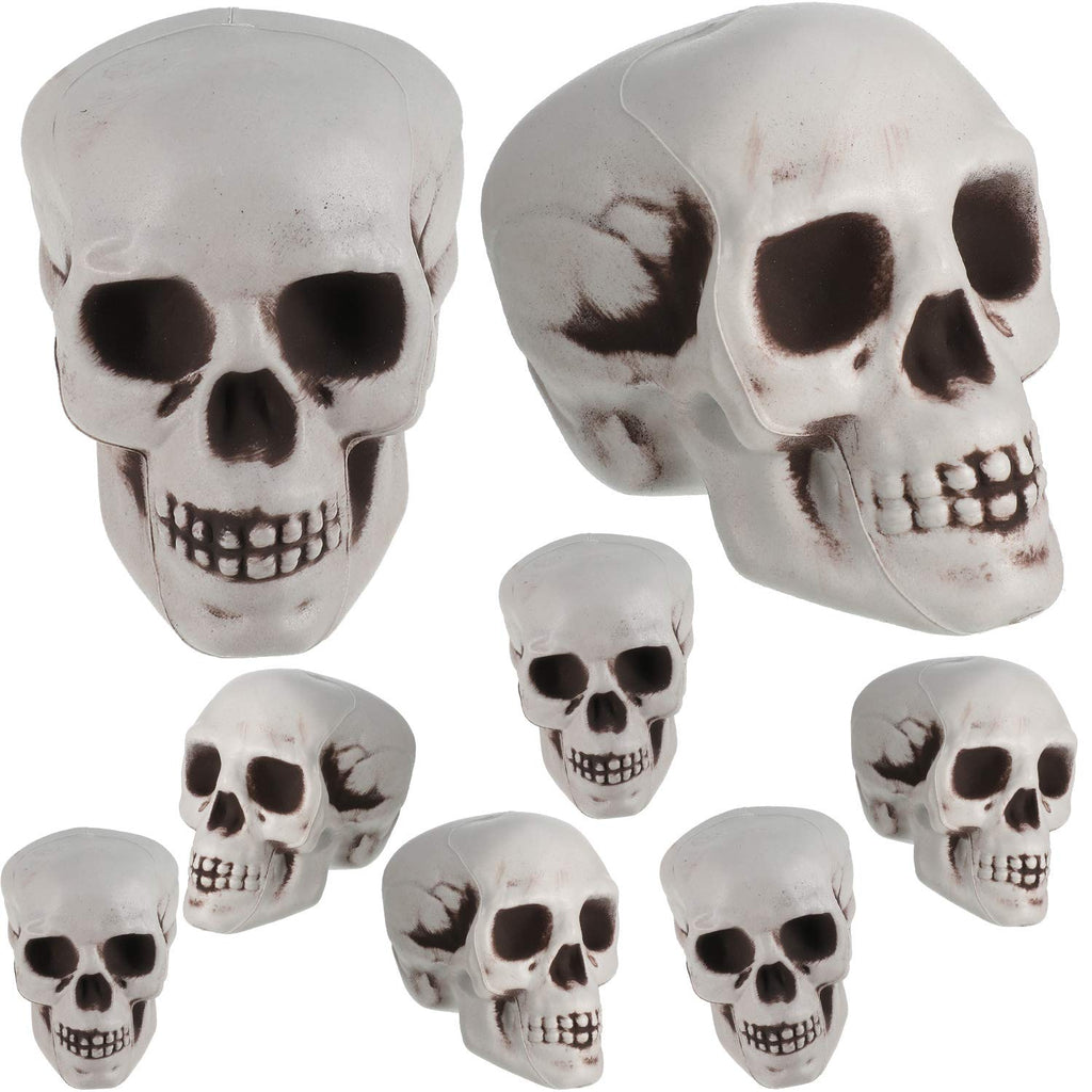 8 Pieces Halloween Skulls Realistic Looking Skulls Human Skeleton Head Skull for Halloween Bar Home Table Decoration (3.1 x 3.5 