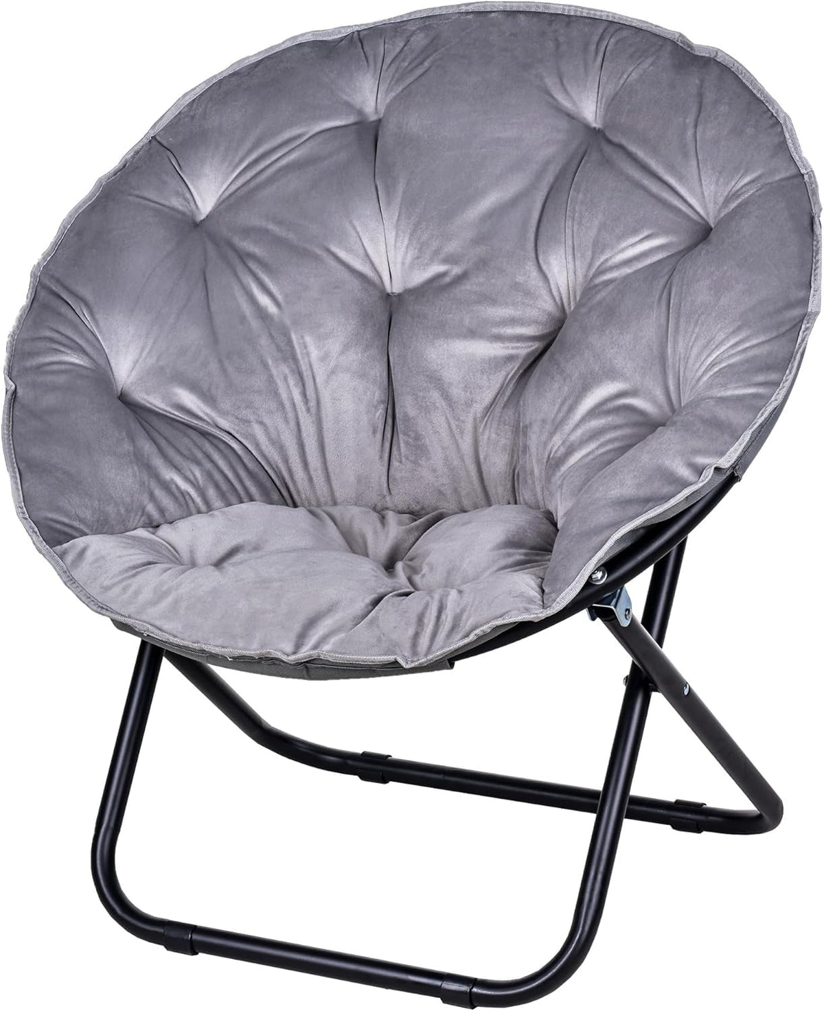Vecelo Saucer Chair For Adults, Folding Moon Chair With Metal Frame, Faux Fur For Bedroom, Living Room, Dorm Room, Apartment, Bl