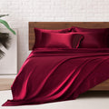 Mr&Hm Satin Bed Sheets, Queen Size Sheets Set, 6 Pcs Silky Bedding Set With 15 Inches Deep Pocket For Mattress(Queen, Burgundy)