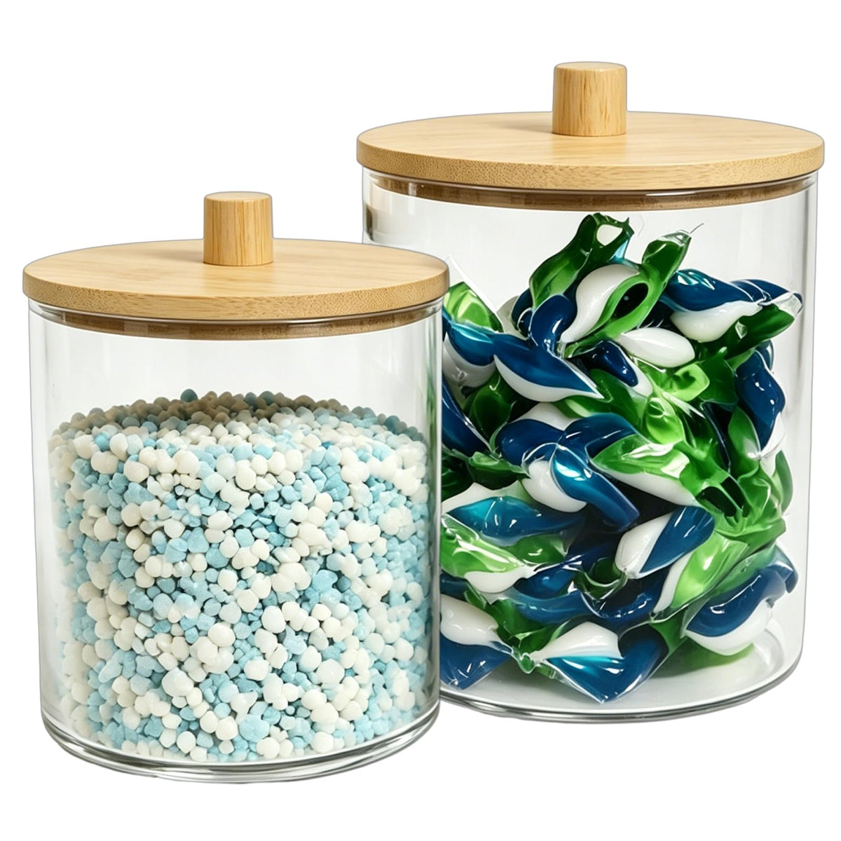 Amolliar Clear Acrylic Laundry Pods Container (Natural, 0.6+0.4Gal)