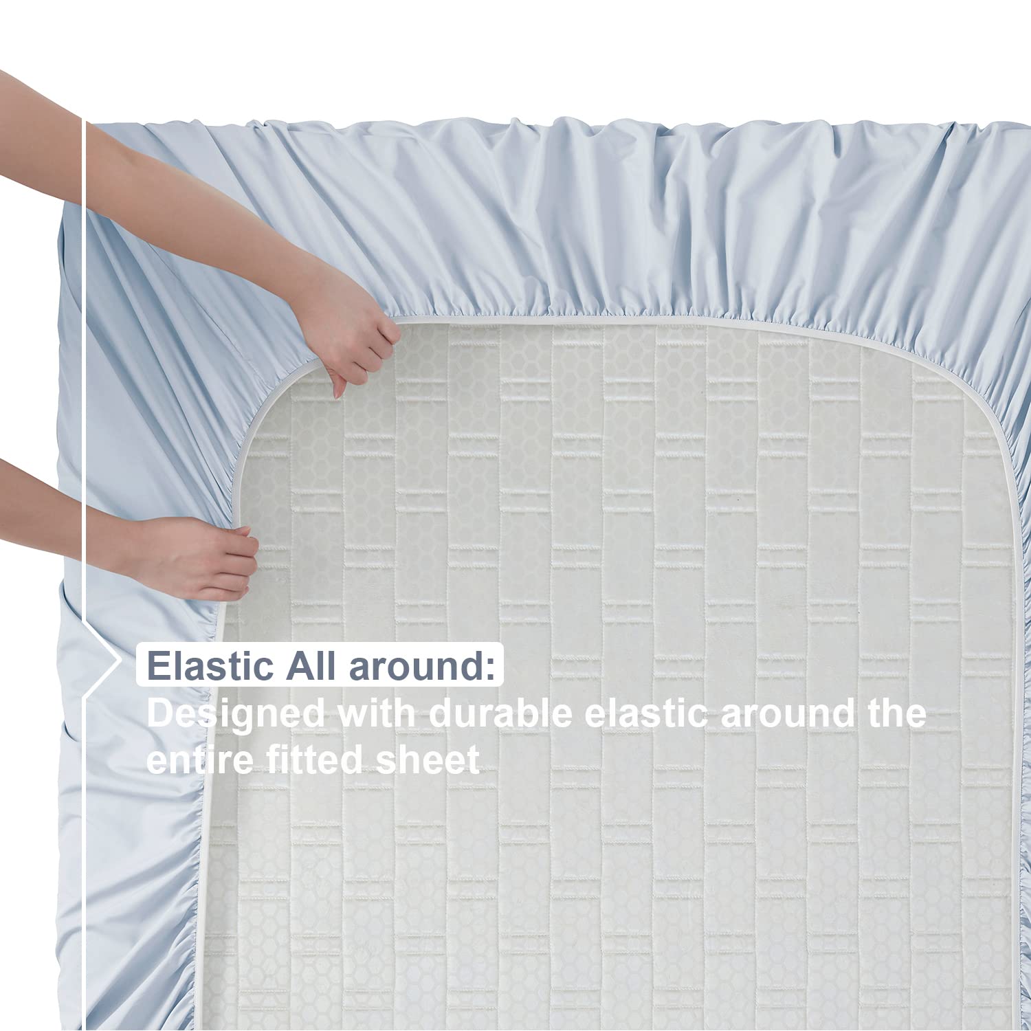 Nestl Full Size Sheet Sets - 4 Piece Full Size Sheets, Deep Pocket, Hotel Luxury, Extra Soft, Breathable And Cooling, Ice Blue Bed Sheets For Full Size Mattress