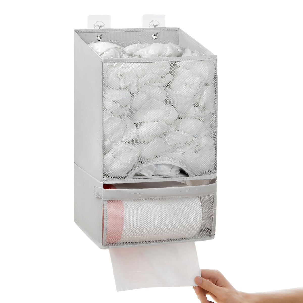 Vorshape Bag Saver  Extra Large 2 in 1 Plastic Bag Holder Storage, Durable Mesh Grocery Hanging Trash Dispenser Roll Organizer 
