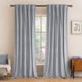 Miulee Greyish White Velvet Curtains 96 Inches - Luxury Blackout Curtains For Bedroom Living Room Thermal Insulated Super Soft Window Drapes Rod Pocket & Back Tab, W52 X L96 Inches, 2 Panels Set