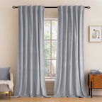 Miulee Greyish White Velvet Curtains 96 Inches - Luxury Blackout Curtains For Bedroom Living Room Thermal Insulated Super Soft Window Drapes Rod Pocket & Back Tab, W52 X L96 Inches, 2 Panels Set