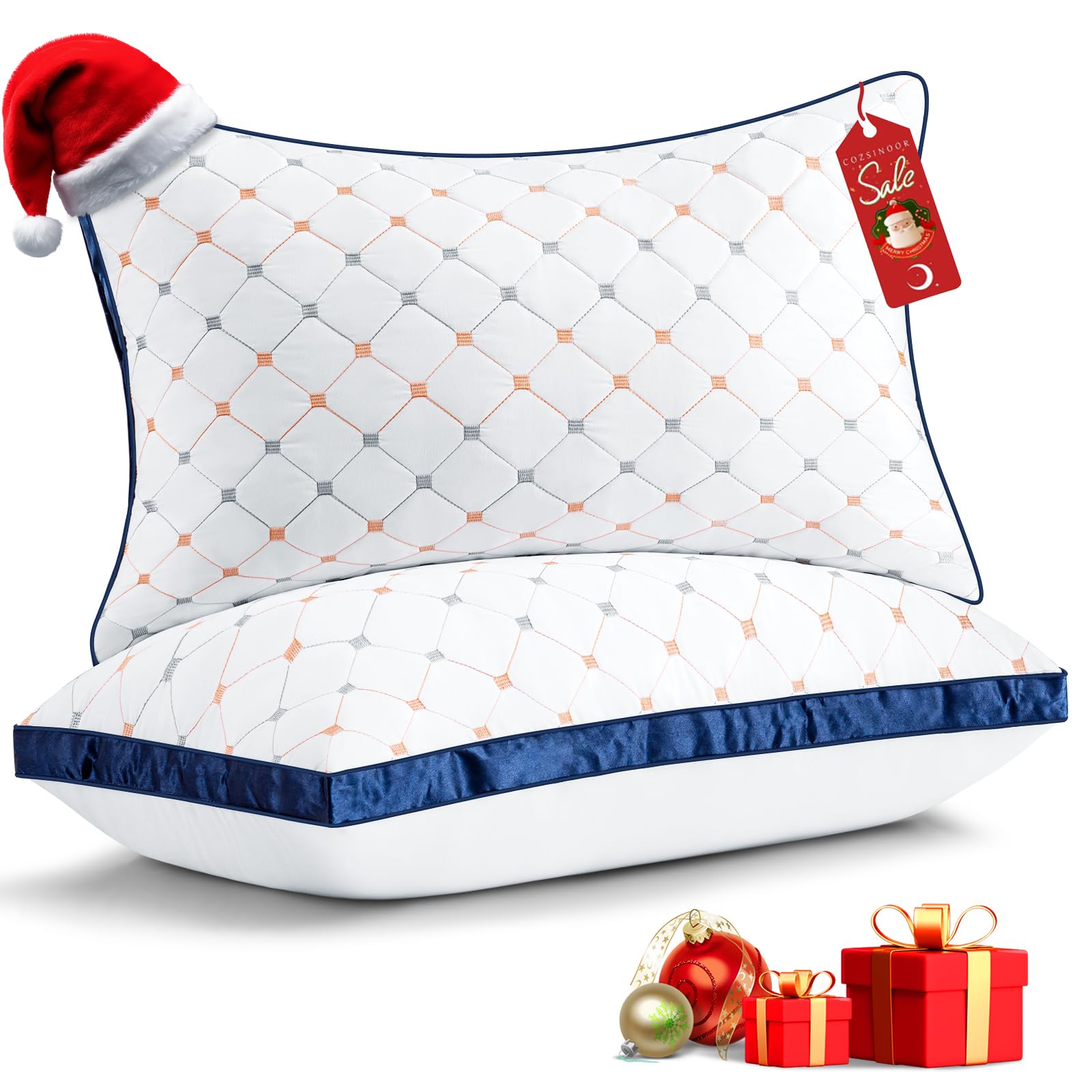 Sofslee Bed Pillows Queen Size Set Of 2, Luxury Hotel Quality Queen Bed Pillows, Fluffy Down Alternative Pillows 2 Pack For Slee