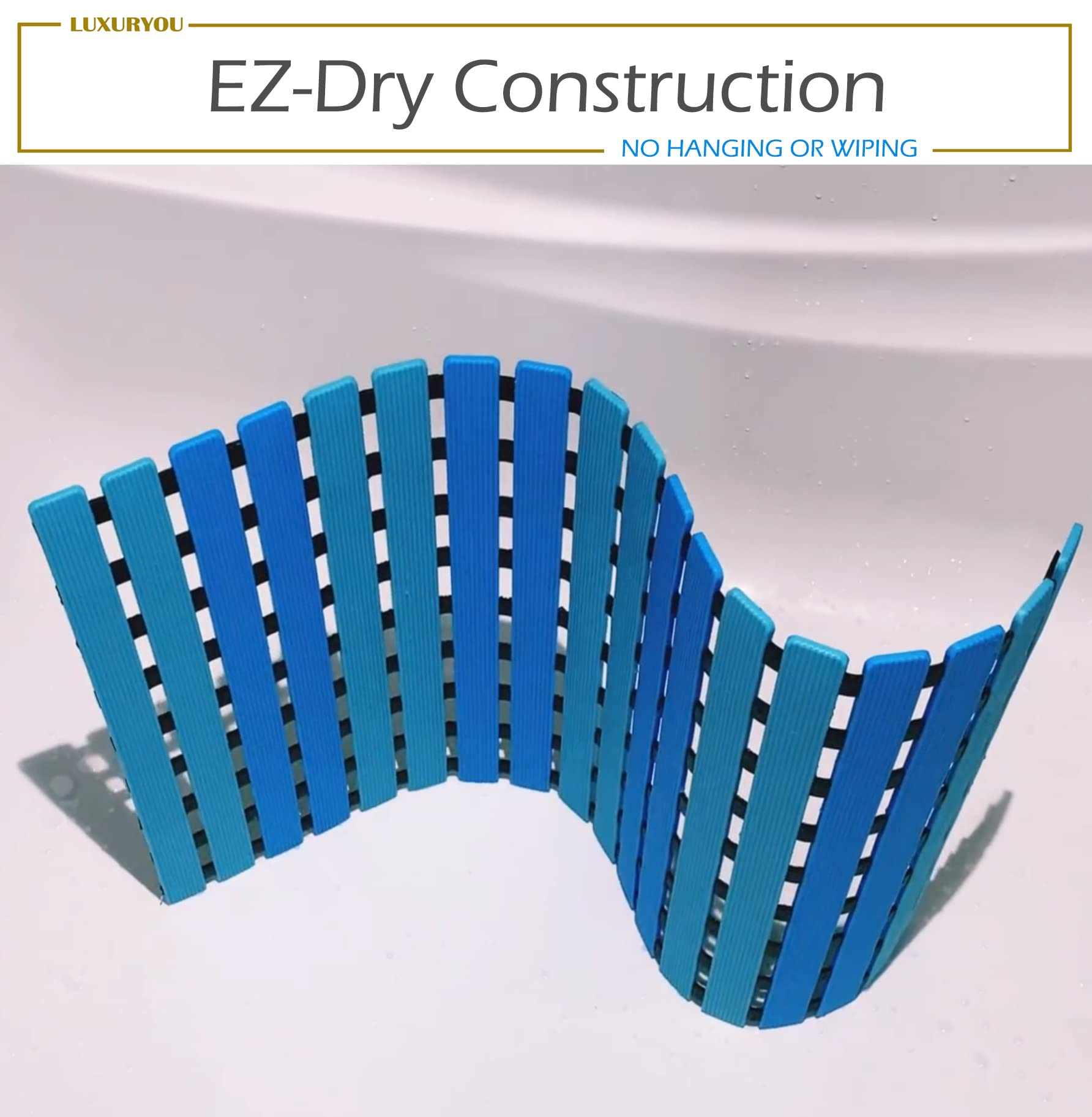 Luxuryou Non Slip Bathtub Mat | Double-Layered Shower Floor Mat With Suction Cups | Ez-Dry Construction | Non-Toxic, Bpa, Latex,