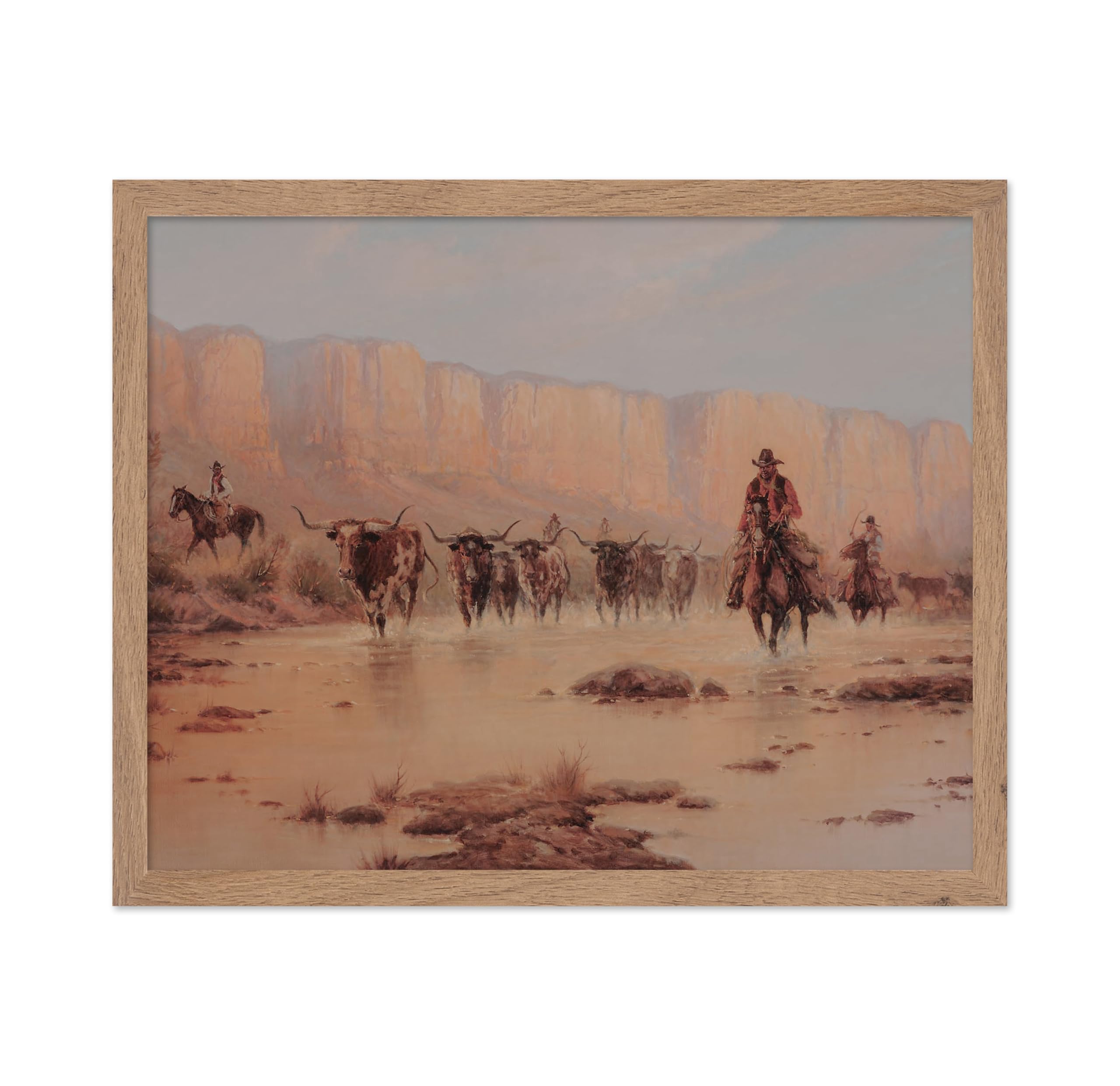 Poster Master Vintage Cowboy Poster - Rio Grande Crossing Print - Wild West Art - Western Art - Horse Riding Art - Gift for Men 