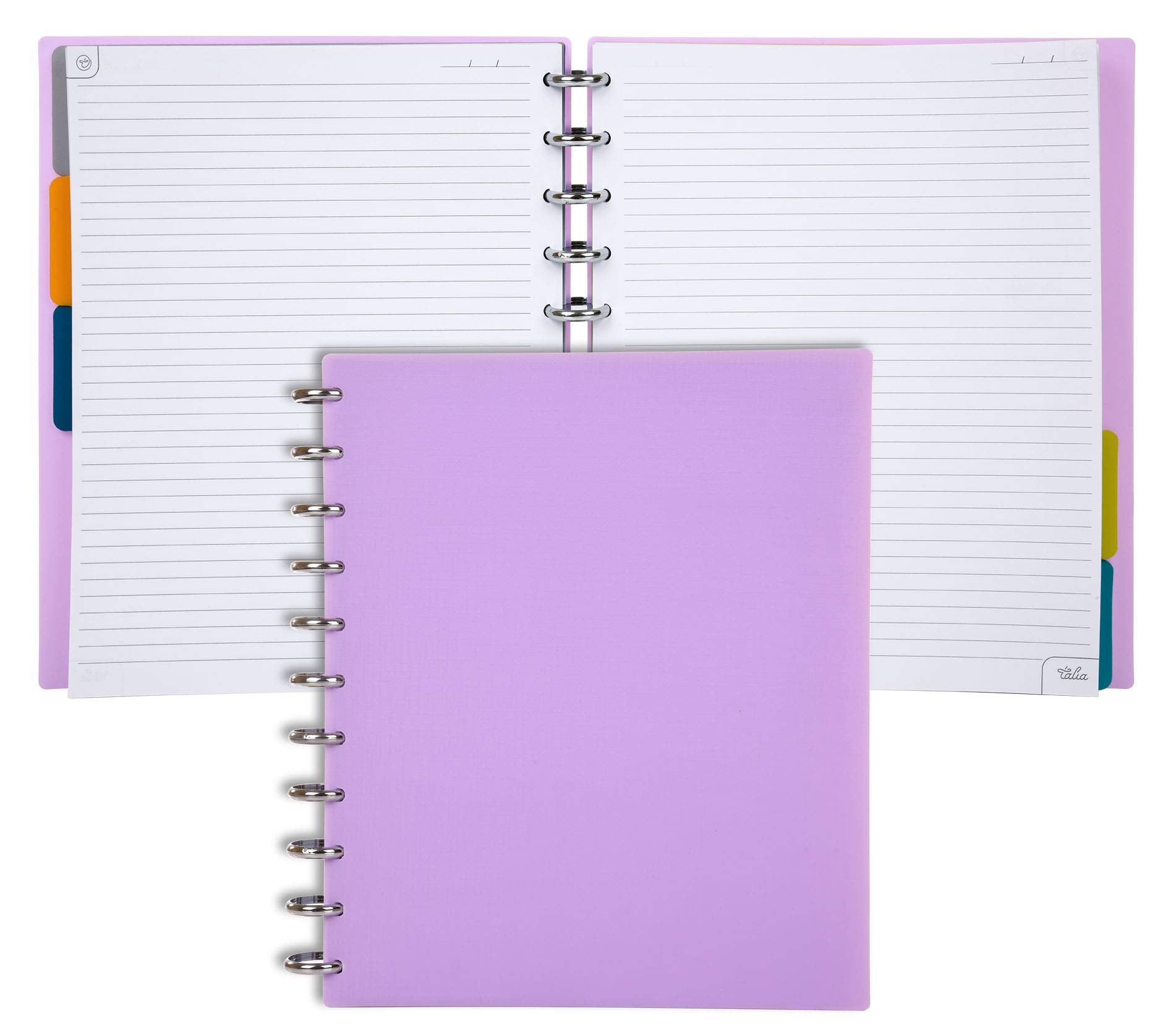 Talia Discbound Notebooks, Planner, Customizable, (Ylavender W/Silver Discs, Letter (8.5In X 11In))