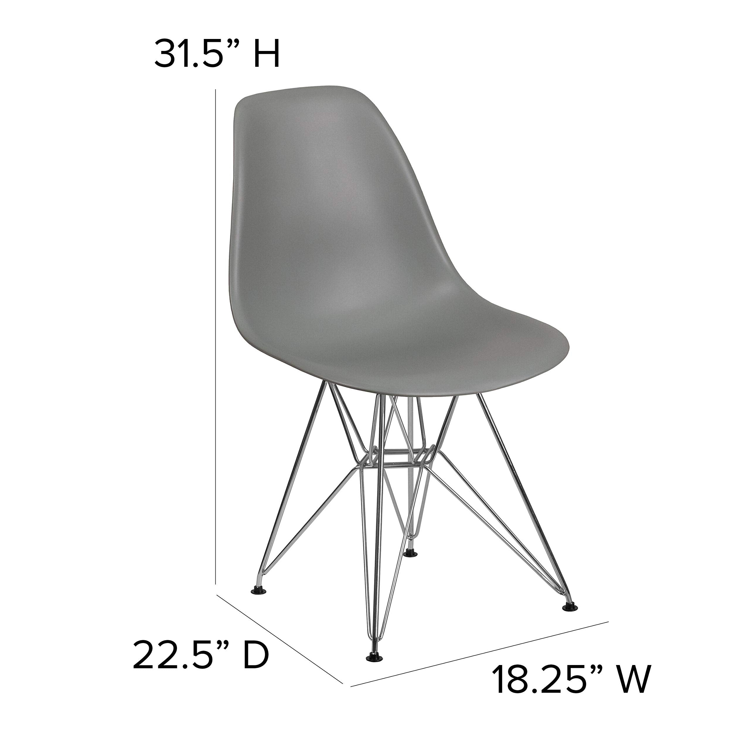Flash Furniture Elon Series Moss Gray Plastic Chair With Chrome Base