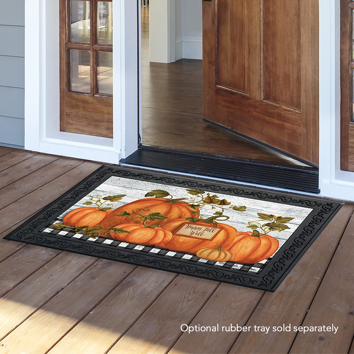 Briarwood Lane Happy Fall Y'All Pumpkins Primitive Doormat Autumn Indoor Outdoor 30' X 18'
