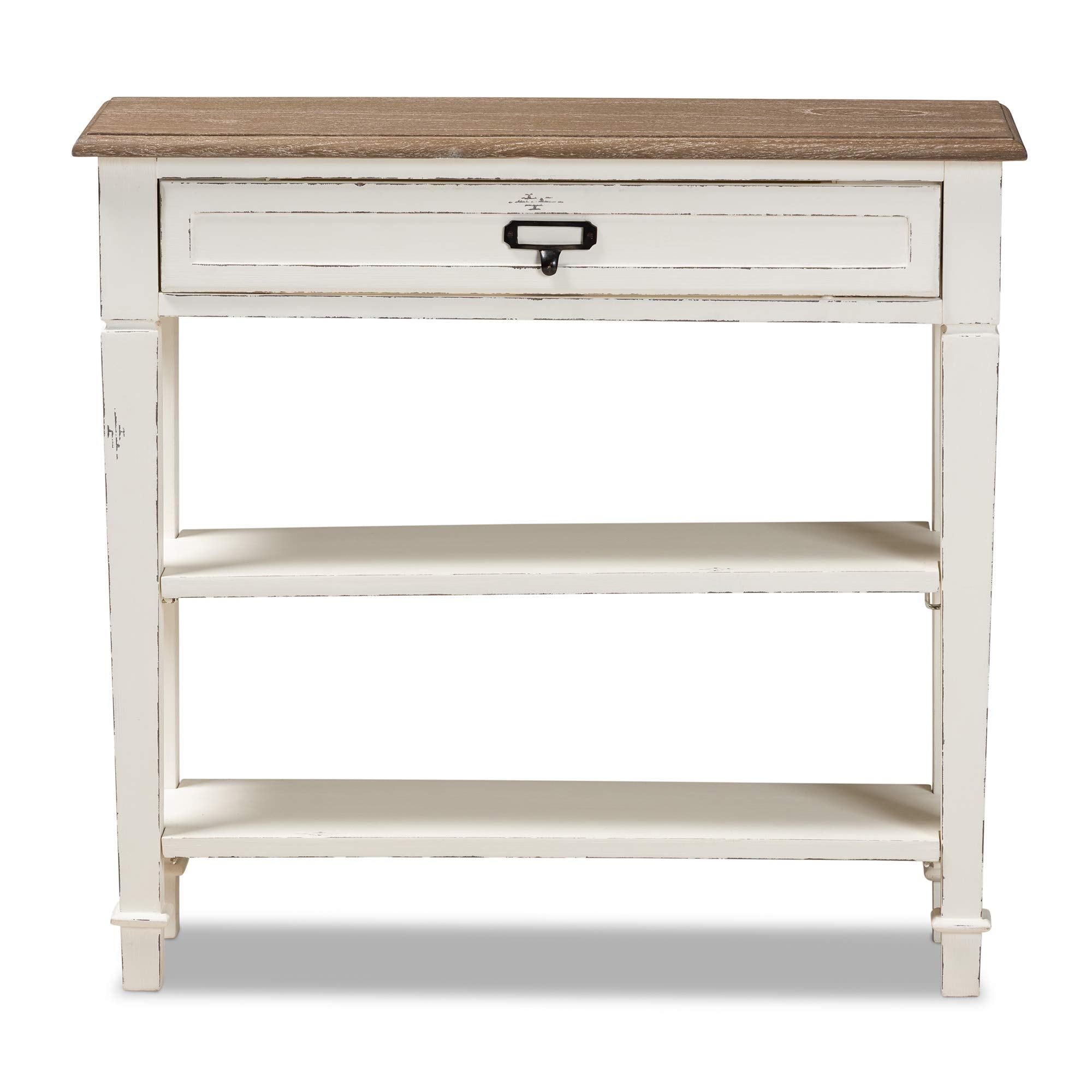 Baxton Studio Dauphine 31.5-inch W x 10-inch D Console Table, White and Light Brown (111-6028-HiT)