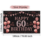 Trgowaul Rose Gold 60th Birthday Backdrop Banner Party Supplies Photography Background 5.9 x 3.6 ft
