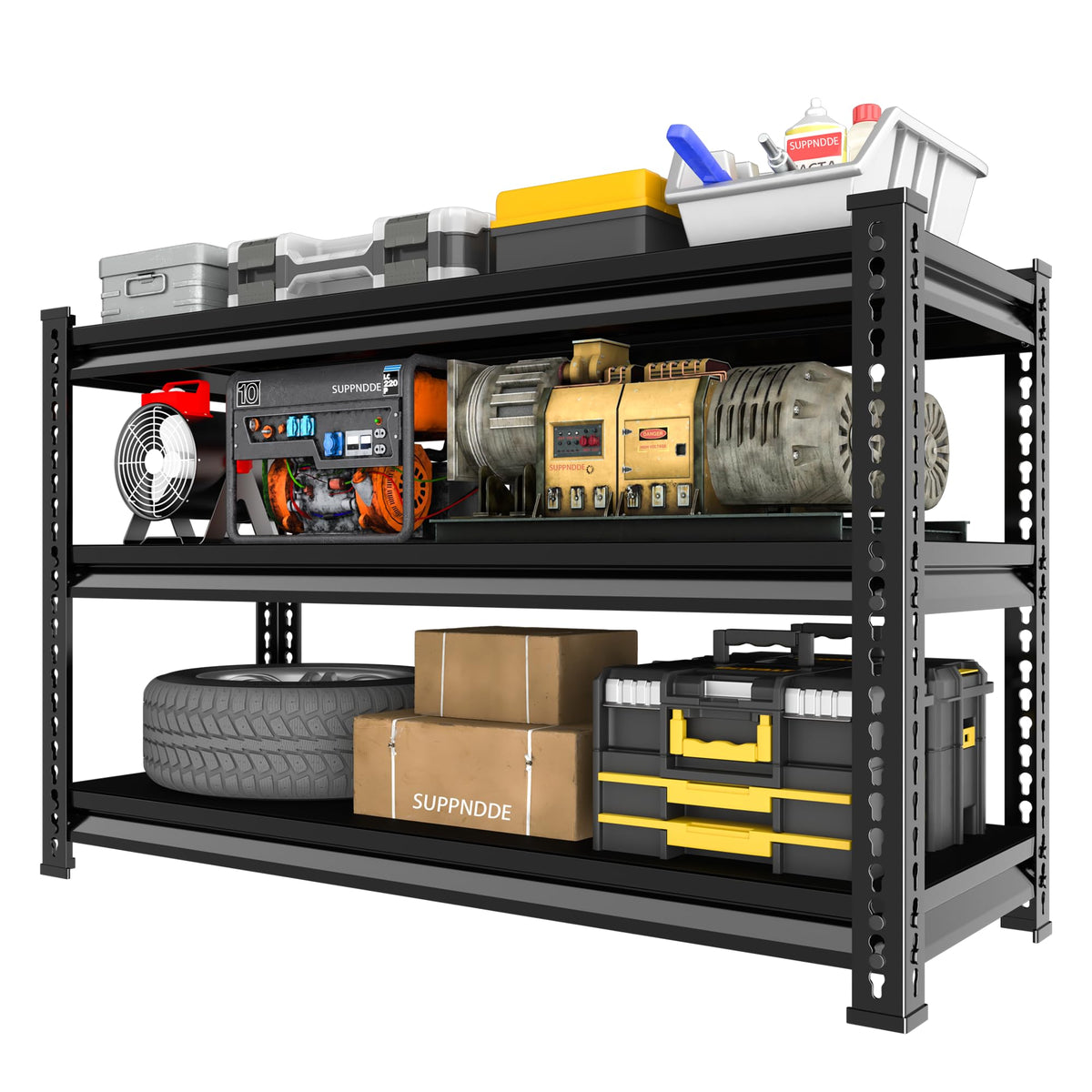 SUPPNEED Storage Garage Shelving Units: 48 W x 16 D x 39 H Black