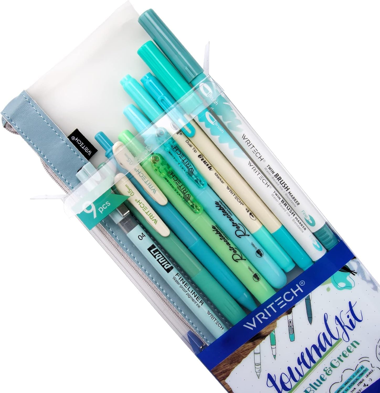 Writech Journaling Kit, Gel Ink Pens/Retractable Highlighters/Dual Tip Brush Pens/Fineliner Pens, Smooth Writing Assorted Colors