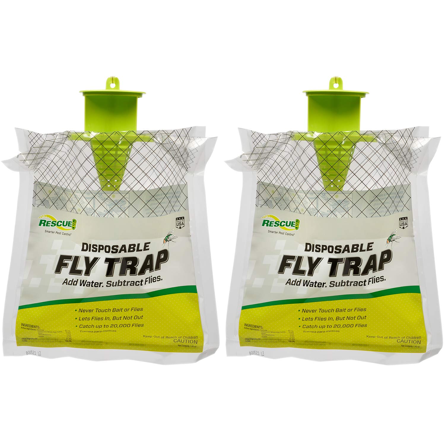 Rescue! Outdoor Disposable Fly Trap, Green, 2 Pack