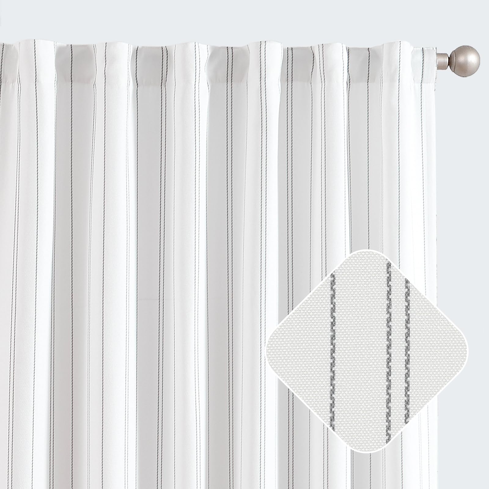 Jinchan Grey And White Striped Curtains 90 Inches Long For Living Room Bedroom Grey On White Curtains Pinstripe Curtains Privacy Light Filtering Rod Pocket Modern Window Curtains Set 2 Panels