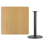 Flash Furniture 42'' Square Natural Laminate Table Top with 24'' Round Bar Height Table Base