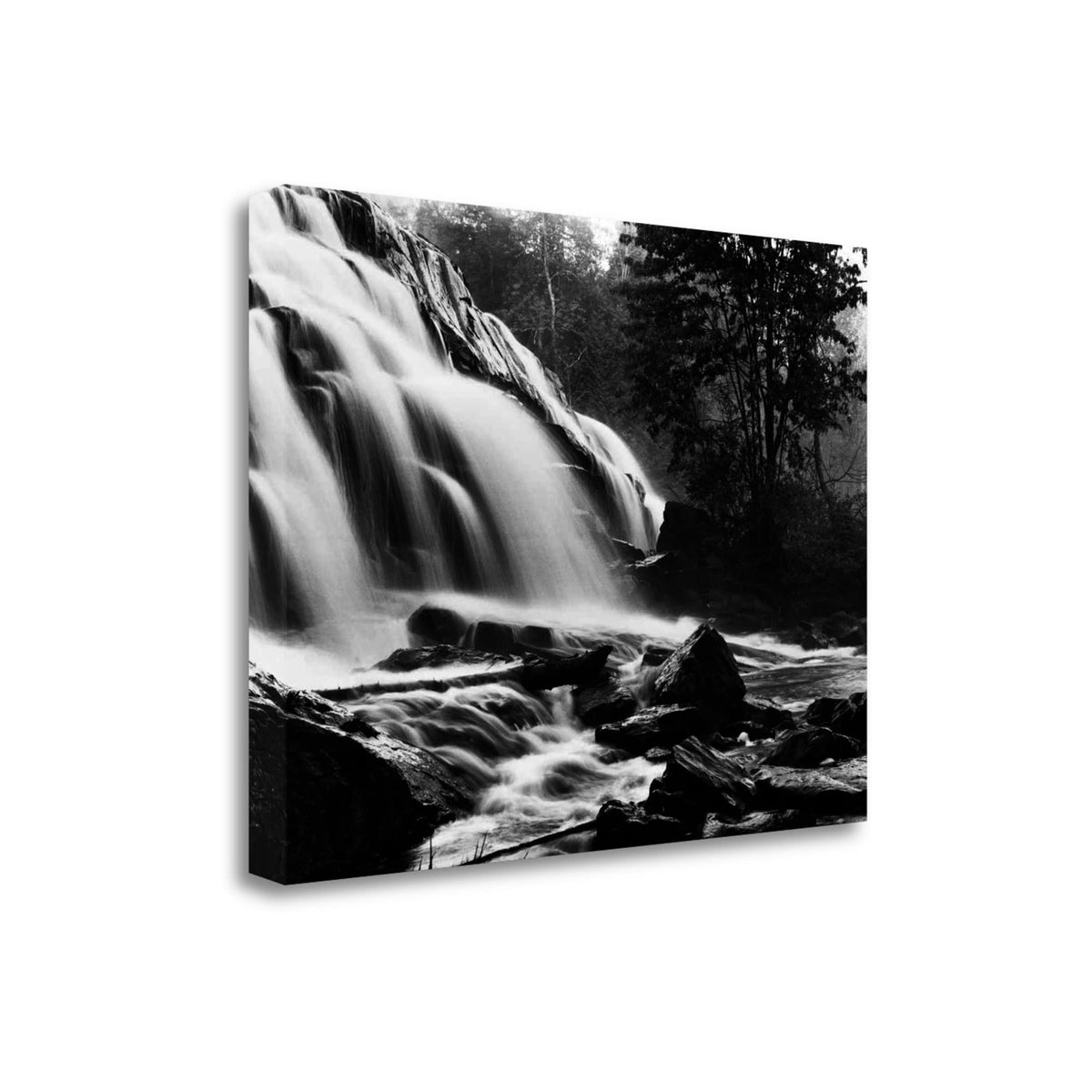 28' Black and White Photograph of Waterfall Gallery Wrap Canvas Wall Art