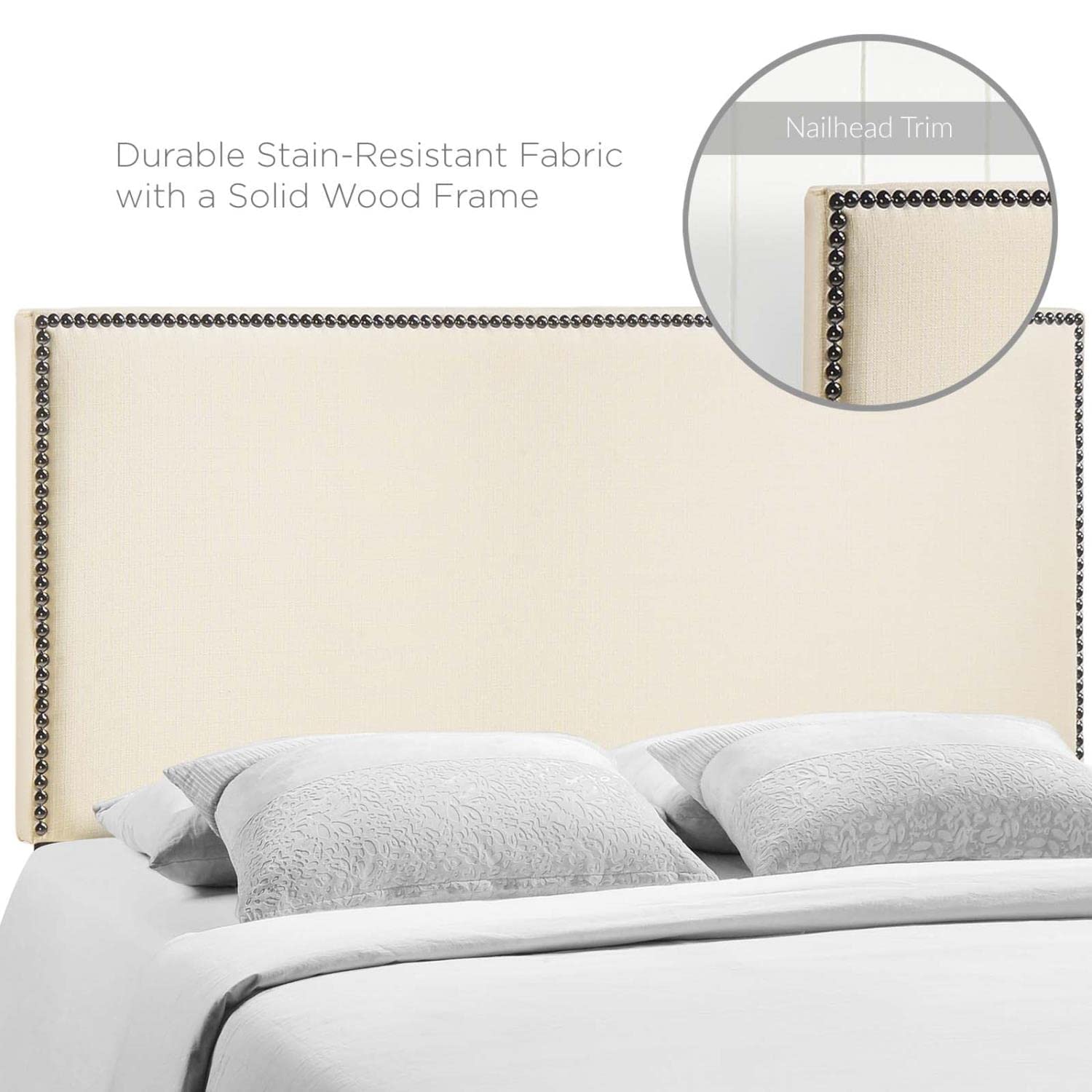CasaFoyer  Region Linen Fabric Upholstered King Headboard | Spacious & Elegant | Particleboard & Solid Wood | Nailhead Trim | Contemporary Charm | Fits Most King Beds