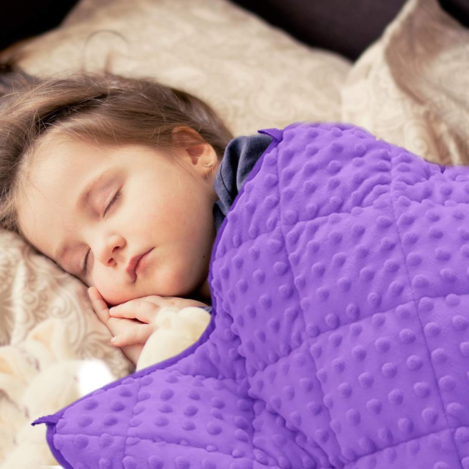 Maxtid Violet Weighted Blanket For Kids 5Lbs 36Inx48In For Children 30 To 70Lbs Child Heavy Blanket Enjoy Natural Deep Sleep Pur