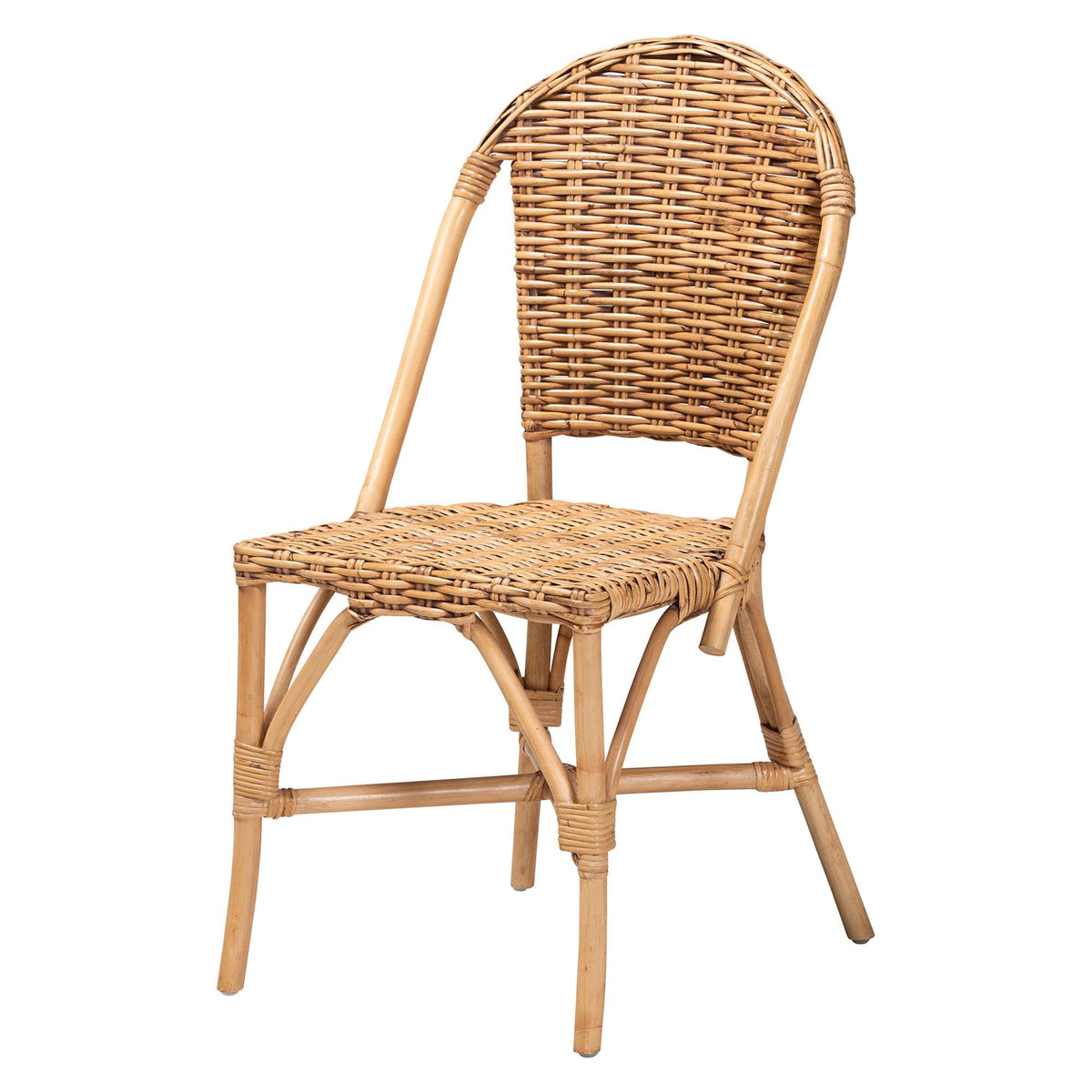 Baxton Studio Neola Modern Bohemian Natural Rattan 2-Piece Dining Chair Set