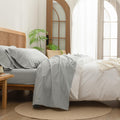 BESTOUCH Sheet Set 100% Washed Cotton Linen Feel Super Soft Comfortable Chic Lightweight 4 Pcs Home Bedding Set Solid Northern D