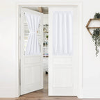 Nicetown French Door Curtain - Rod Pocket Thermal Blackout Curtain For Doors With Glass Window, Kitchen And Patio Doors For Privacy, 36 X 40 Inches Long, 1 Curtain Panel With Tieback, Pure White