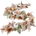 Lvydec Fall Maple Leaves Garland Decoration - 5.8Ft Artificial Fall Foliage Garland With White Pumpkins Autumn Decor For Hallowe